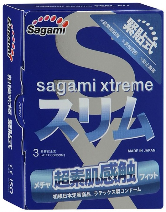 Розовые презервативы Sagami Xtreme FEEL FIT 3D - 3 шт. - Sagami - купить с доставкой в Волгодонске