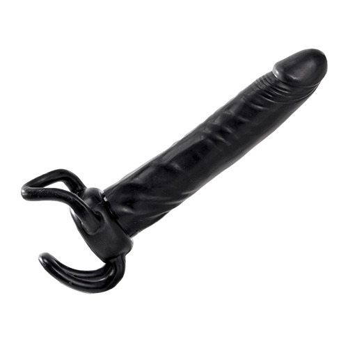 Чёрная насадка-фаллос для двойного проникновения INFLATABLE DILDO SLIM DONG  - 13,5 см. - Toyz4lovers - в Волгодонске купить с доставкой