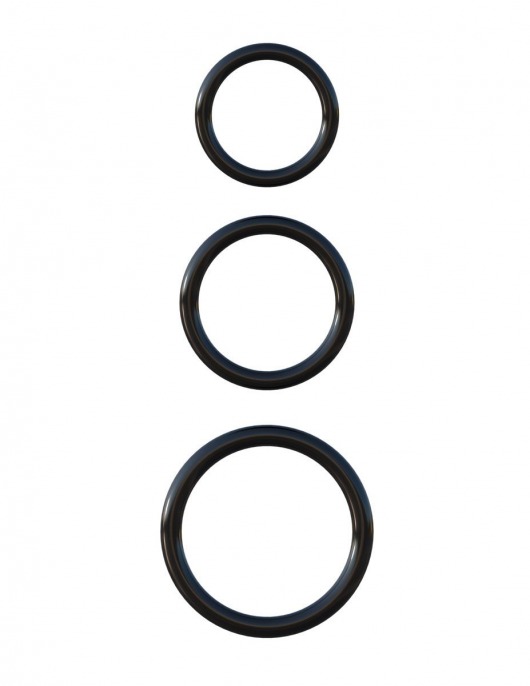 Набор из трех черных эрекционных колец Silicone 3-Ring Stamina Set - Pipedream - в Волгодонске купить с доставкой