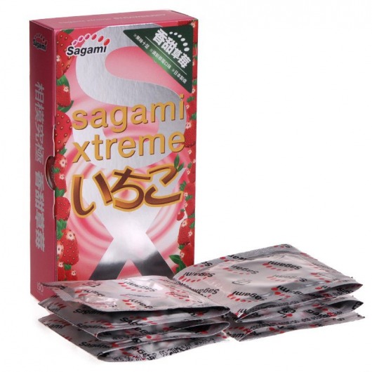 Презервативы Sagami Xtreme Strawberry c ароматом клубники - 10 шт. - Sagami - купить с доставкой в Волгодонске