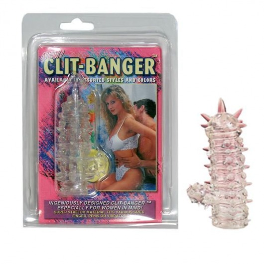 Прозрачная насадка с шипами и клиторальной шишечкой CLIT-BANGER SLEEVE IN CLEAR - Tonga - в Волгодонске купить с доставкой