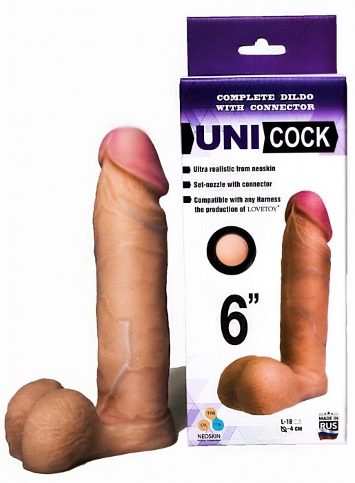 Насадка для страпона фаллической формы UNICOCK 6  - 18 см. - LOVETOY (А-Полимер) - купить с доставкой в Волгодонске