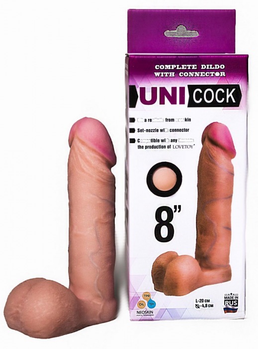 Фаллическая насадка для страпона UNICOCK 8  - 20 см. - LOVETOY (А-Полимер) - купить с доставкой в Волгодонске
