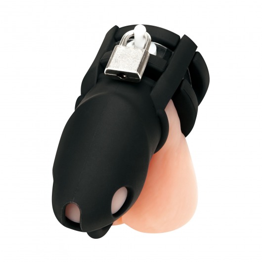 Черная клетка для пениса Silicone Small 2 in Cock Cage With Ball Divider - BlueLine - купить с доставкой в Волгодонске