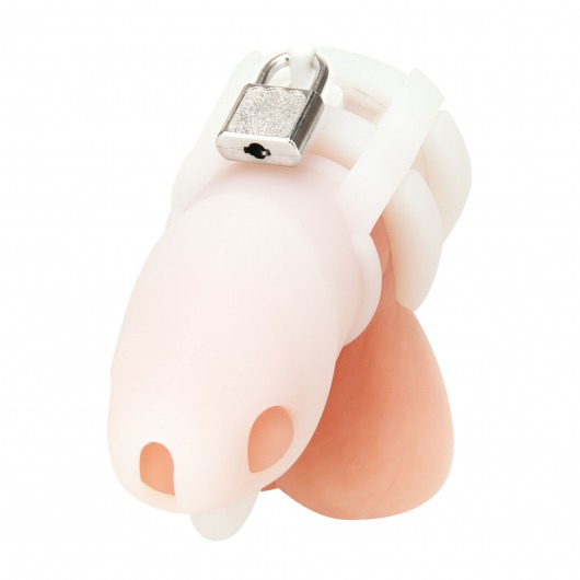 Белая клетка для пениса Silicone Small 2 in Cock Cage With Ball Divider - BlueLine - купить с доставкой в Волгодонске