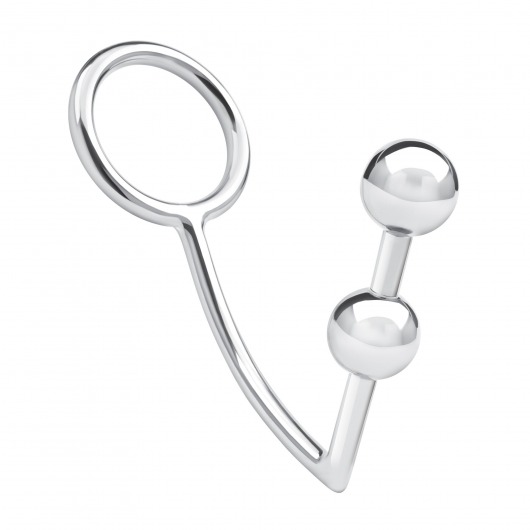 Кольцо на пенис с анальным стимулятором Two Bead Stainless Steel Anal Hook   Cock Ring - BlueLine - в Волгодонске купить с доставкой