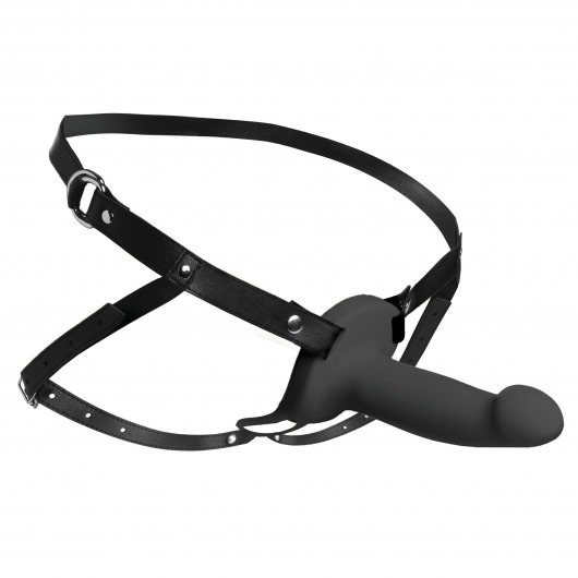 Черный полый страпон с вибрацией 2’’ Erection 28X Smooth Vibrating Silicone Penis Sheath - XR Brands - купить с доставкой в Волгодонске