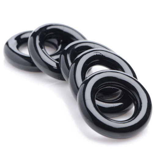 Комплект из 5 черных эрекционных колец для мошонки Ring Master Custom Ball Stretcher Kit - XR Brands - в Волгодонске купить с доставкой