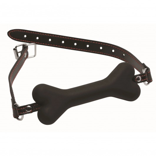 Черный кляп в форме косточки Hound Adjustable Dog Bone Gag - XR Brands - купить с доставкой в Волгодонске