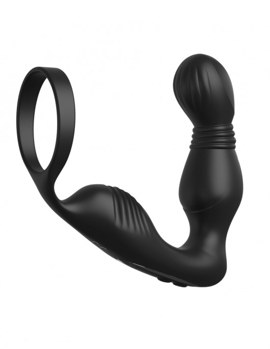 Черный вибростимулятор простаты с эрекционным кольцом Ass-Gasm Pro P-Spot Milker - Pipedream - в Волгодонске купить с доставкой