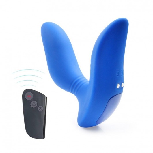 Синий вибромассажер простаты 3,5’’ Remote Control Curve P-spot Massager - 12 см. - Erokay - в Волгодонске купить с доставкой