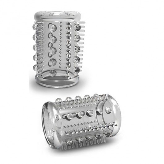 Прозрачная насадка с шипами и шишечками STAY HARD COCK SLEEVE 03 CLEAR - Blush Novelties - в Волгодонске купить с доставкой