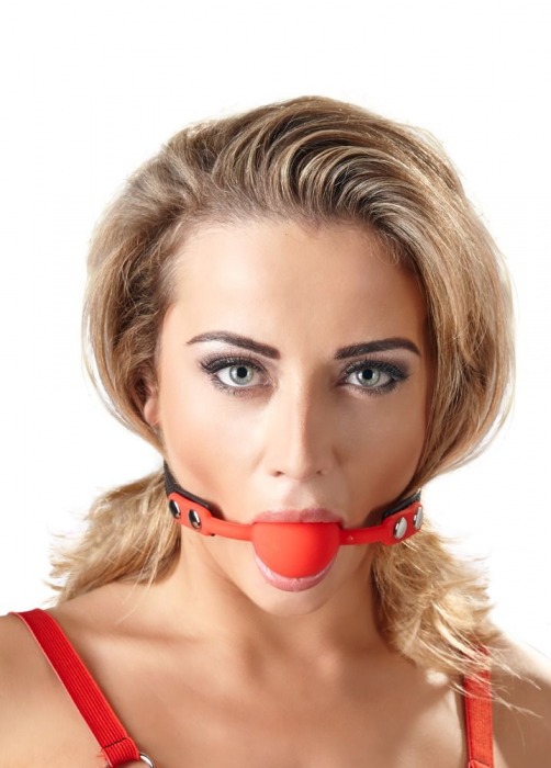 Силиконовый кляп-шар на чёрных ремешках Red Gag silicone - Orion - купить с доставкой в Волгодонске