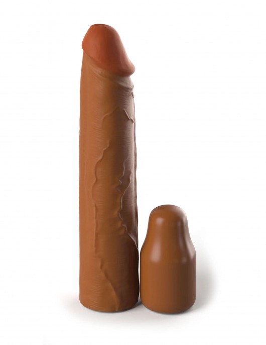 Коричневая насадка на член 2  Silicone X-tension - 20,3 см. - Pipedream - в Волгодонске купить с доставкой