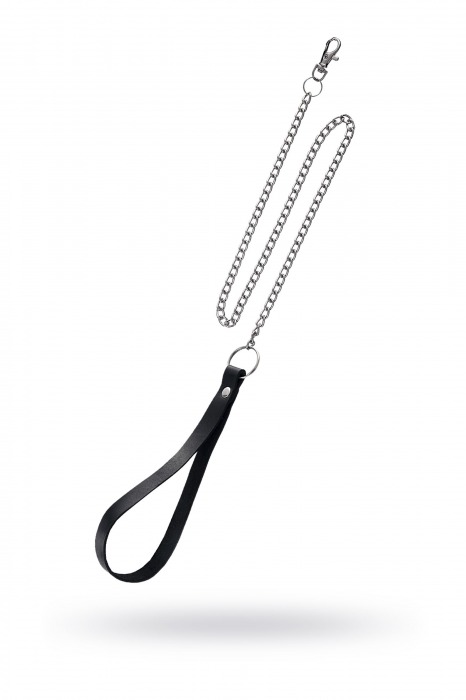 Поводок с ручкой из черной натуральной кожи и карабином для ошейника - Pecado - купить с доставкой в Волгодонске