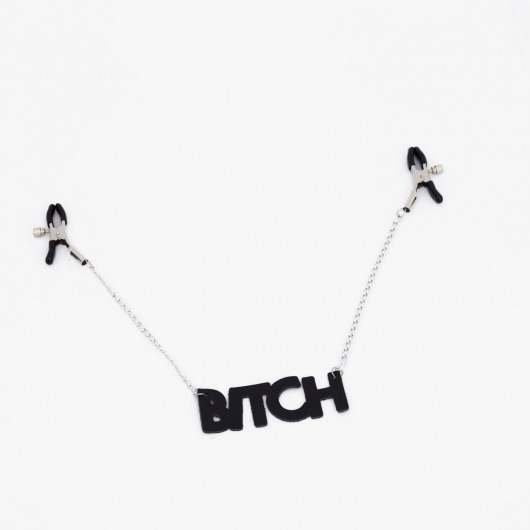 Зажимы на соски с кожаной подвеской Bitch - Crazy Handmade - купить с доставкой в Волгодонске