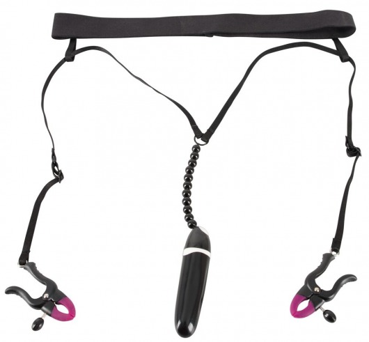 Женские вибростринги с зажимами для половых губ Spreader String with Vibrator - Orion - купить с доставкой в Волгодонске