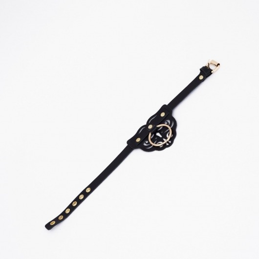 Черный чокер с клепками и золотистой фурнитурой - Crazy Handmade - купить с доставкой в Волгодонске