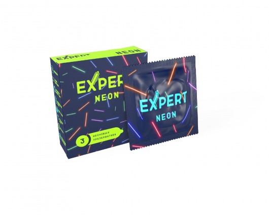 Светящиеся в темноте презервативы Expert Neon - 3 шт. - Expert - купить с доставкой в Волгодонске