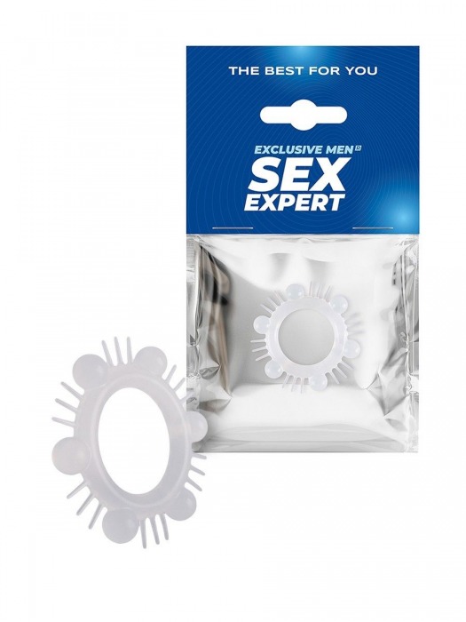 Эластичное эрекционное кольцо с шипиками и шариками - Sex Expert - в Волгодонске купить с доставкой