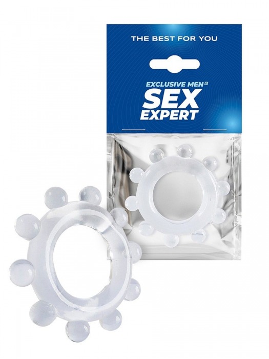 Прозрачное эрекционное кольцо со стимулирующими шариками - Sex Expert - в Волгодонске купить с доставкой