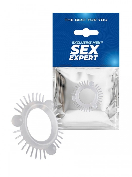 Эластичное эрекционное кольцо с 3 шариками и шипами - Sex Expert - в Волгодонске купить с доставкой