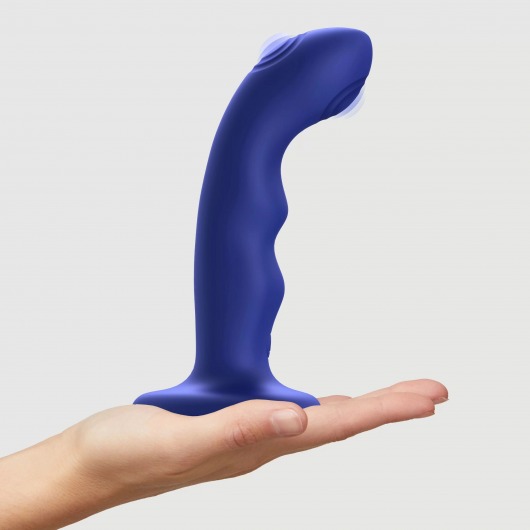 Синяя насадка-стимулятор Strap-On-Me Tapping Dildo Wave - Strap-on-me - купить с доставкой в Волгодонске