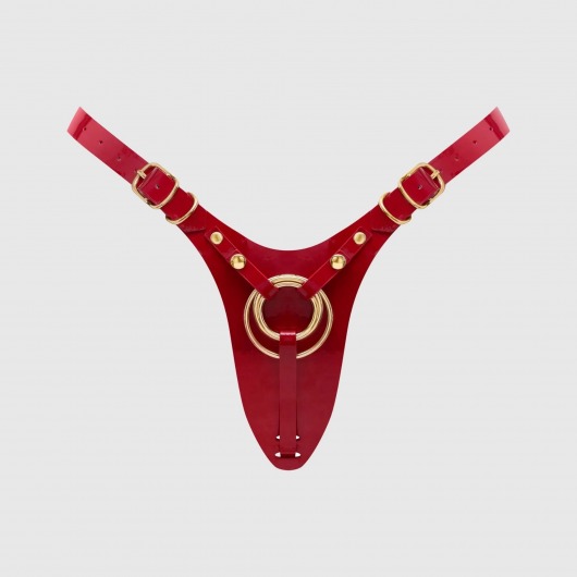 Красный пояс для фиксации насадок Strap-On-Me Leatherette Harness Fabulous - Strap-on-me - купить с доставкой в Волгодонске