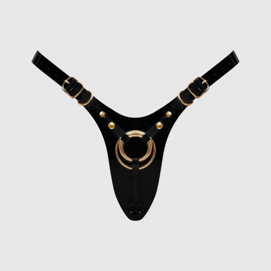 Черный пояс для фиксации насадок Strap-On-Me Leatherette Harness Fabulous - Strap-on-me - купить с доставкой в Волгодонске