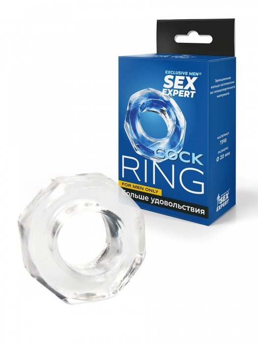Прозрачное эрекционное кольцо в форме гайки - Sex Expert - в Волгодонске купить с доставкой