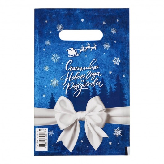 Сине-белый подарочный новогодний пакет с вырубной ручкой (20х30 см) - Сима-Ленд - купить с доставкой в Волгодонске