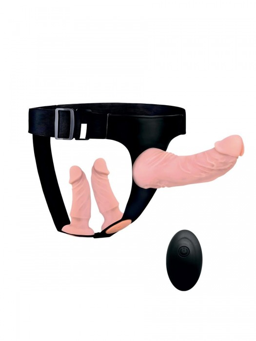 Женский страпон с 3 насадками и вибрацией - Erowoman-Eroman - купить с доставкой в Волгодонске