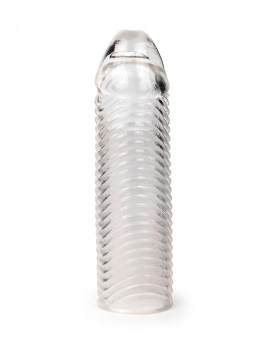 Прозрачная закрытая насадка на пенис с ребрышками - 16 см. - Sex Expert - в Волгодонске купить с доставкой