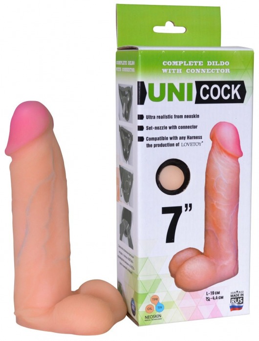 Фаллическая насадка Харнесс UNICOCK 7  - 19 см. - LOVETOY (А-Полимер) - купить с доставкой в Волгодонске