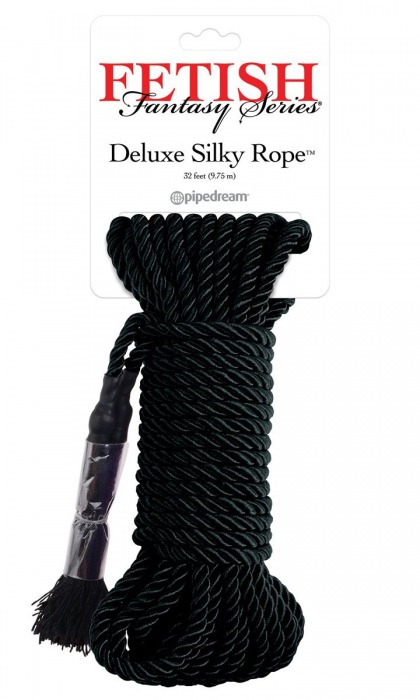 Черная веревка для фиксации Deluxe Silky Rope - 9,75 м. - Pipedream - купить с доставкой в Волгодонске