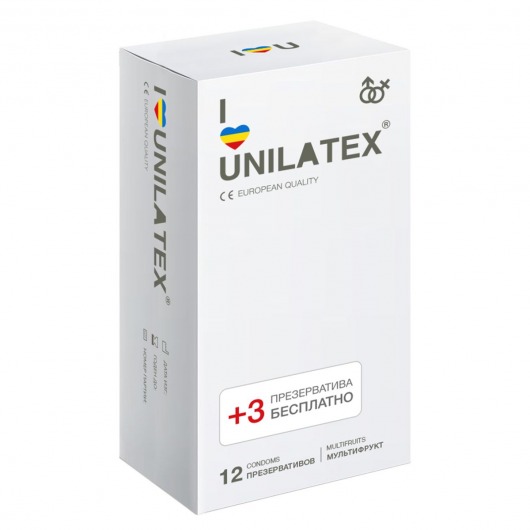 Разноцветные ароматизированные презервативы Unilatex Multifruit  - 12 шт. + 3 шт. в подарок - Unilatex - купить с доставкой в Волгодонске