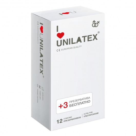 Ультратонкие презервативы Unilatex Ultra Thin - 12 шт. + 3 шт. в подарок - Unilatex - купить с доставкой в Волгодонске