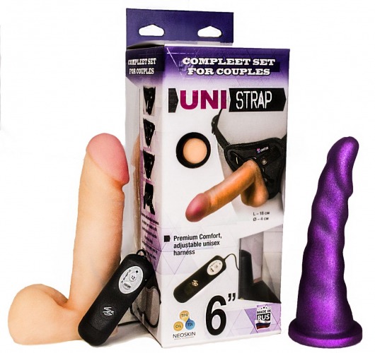 Вибрострапон с двумя насадками UniStrap - 18 и 18 см. - LOVETOY (А-Полимер) - купить с доставкой в Волгодонске