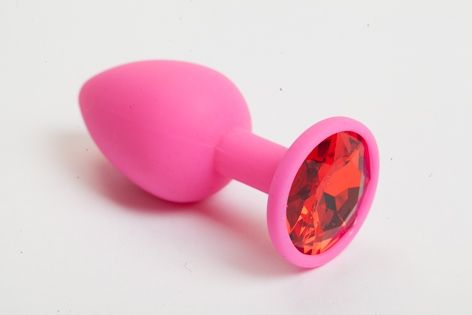 Розовая анальная пробка с красным кристаллом - 9,5 см. - 4sexdreaM - купить с доставкой в Волгодонске