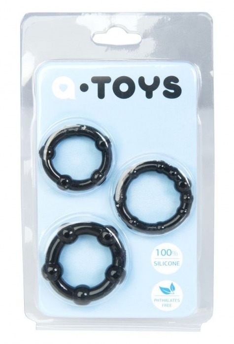 Набор из 3 чёрных эрекционных колец A-toys - A-toys - в Волгодонске купить с доставкой