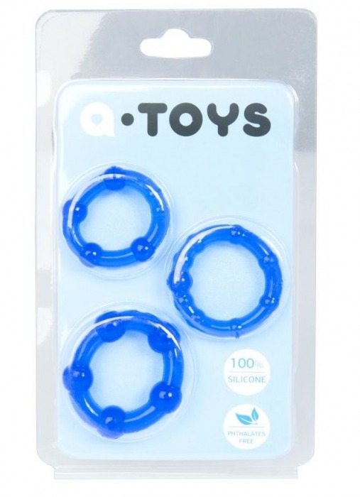 Набор из 3 синих эрекционных колец A-toys - A-toys - в Волгодонске купить с доставкой