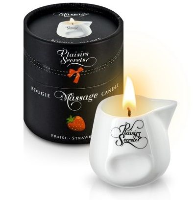 Массажная свеча с ароматом клубники Bougie de Massage Gourmande Fraise - 80 мл. - Plaisir Secret - купить с доставкой в Волгодонске