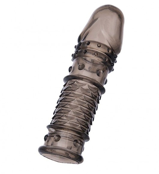 Дымчатая закрытая насадка ToyFa XLover с чешуйками и пупырышками - 13,5 см. - ToyFa - в Волгодонске купить с доставкой