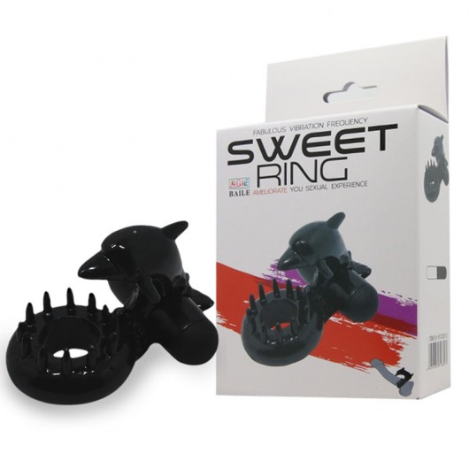 Чёрное эрекционное виброкольцо Sweet Ring с дельфинчиком - Baile - в Волгодонске купить с доставкой