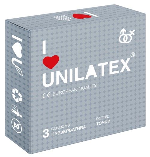Презервативы с точками Unilatex Dotted - 3 шт. - Unilatex - купить с доставкой в Волгодонске