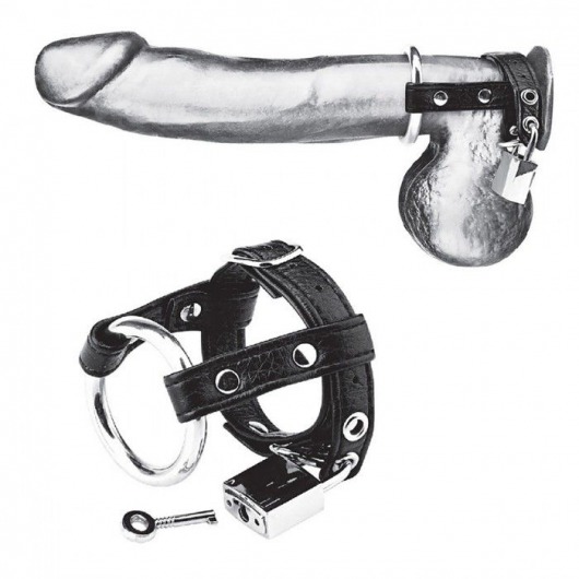 Утяжка на пенис на замочке Duo Cock And Ball Lock - BlueLine - купить с доставкой в Волгодонске