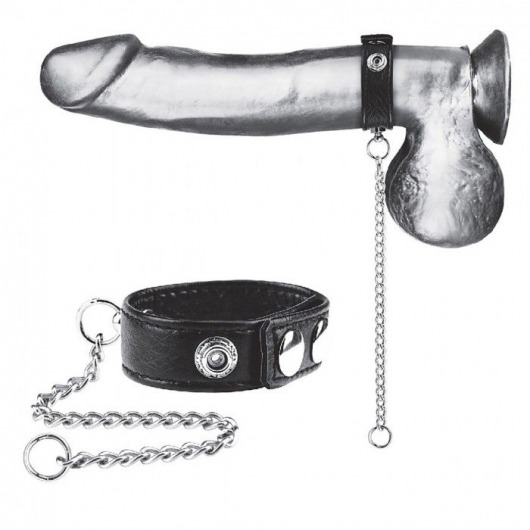 Утяжка на пенис с поводком Snap Cock Ring With 12  Leash - BlueLine - купить с доставкой в Волгодонске