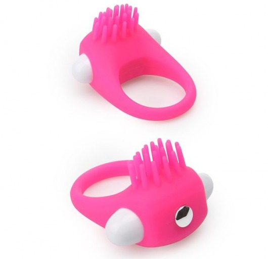 Розовое эрекционное кольцо с щеточкой LIT-UP SILICONE STIMU RING 5 - Dream Toys - в Волгодонске купить с доставкой