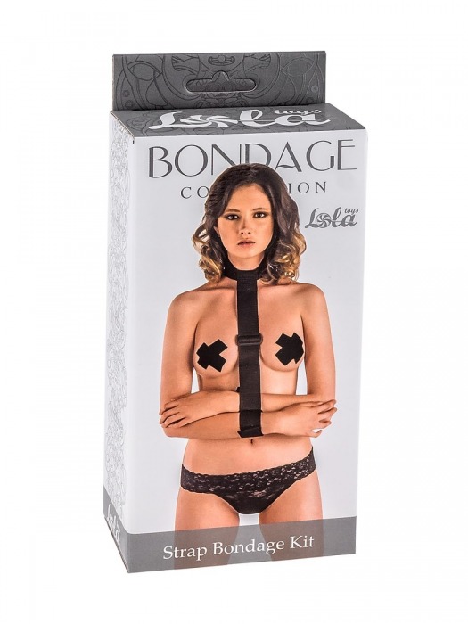 Ошейник с длинной лентой и наручниками Strap Bondage Kit One Size - Lola Games - купить с доставкой в Волгодонске