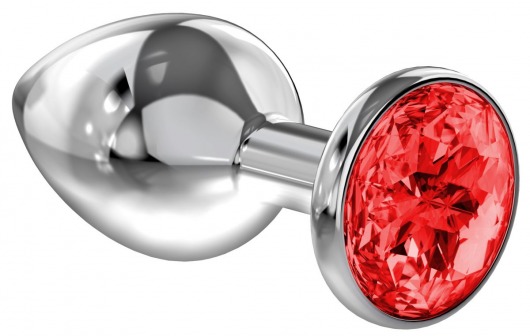 Большая серебристая анальная пробка Diamond Red Sparkle Large с красным кристаллом - 8 см. - Lola Games - купить с доставкой в Волгодонске
